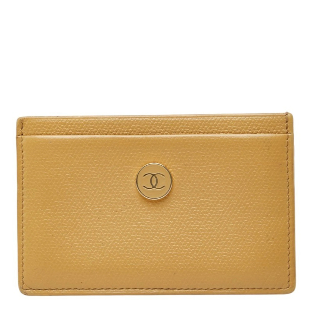 Chanel Coco Mark Business Card Holder/Card Case, Beige Leather, Women's CHANEL